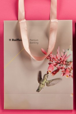 Бумажный пакет для "Raiffeisen bank" с ручками лентами