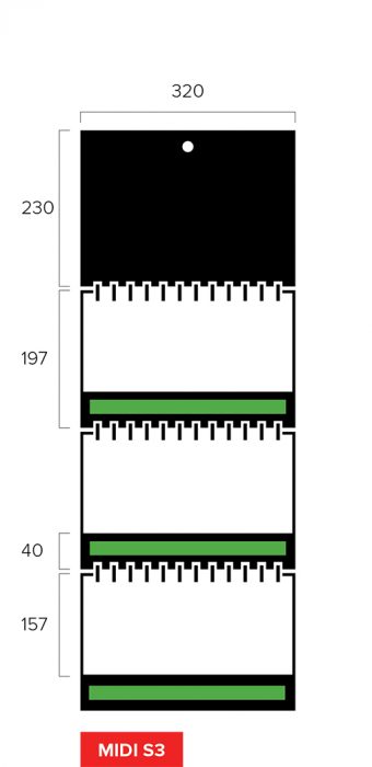 Размеры квартального календаря-трио Midi Slim 3