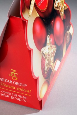 Новогодняя упаковка для конфет компании Sezar Group