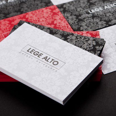 визитки компании "Lege Alto" (дизайн интерьеров)