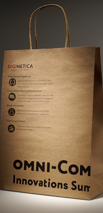 Бумажный крафт пакет с ручками из крафта Diginetica