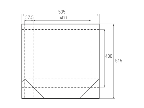 Штамп для вырубки квадратного бумажного пакета k 400-400-115. Привью 500x375 пикселов.