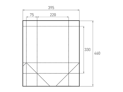 Штамп для вырубки вертикального бумажного пакета v 220-330-150 (1 шт. на штампе). Привью 500x375 пикселов.
