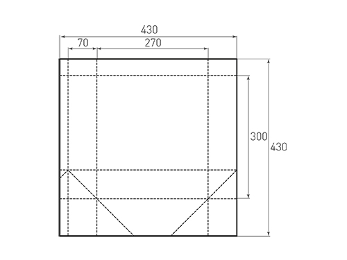 Штамп для вырубки вертикального бумажного пакета v 270-300-140 (1 шт. на штампе). Привью 500x375 пикселов.