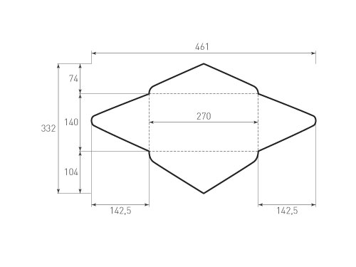 Штамп для вырубки горизонтального конверта kg 270x140 (1 шт. на штампе). Привью 500x375 пикселов