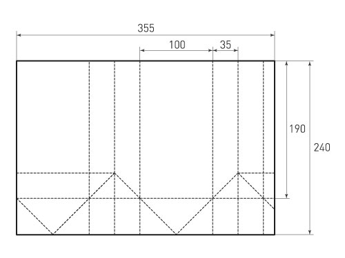 Штамп для вырубки вертикального бумажного пакета v 100-190-70 (1 шт. на штампе). Привью 500x375 пикселов.