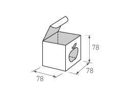 Коробка из 1 слойного картона 78x78x78 с окном в форме яблока